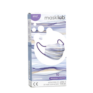 masklab™ Sapphire Adult 3-ply Surgical Mask 2.0 (Box of 10, Individually-wrapped)