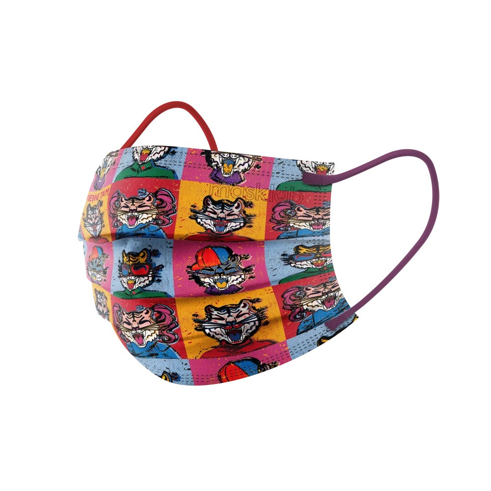 masklab™ Tiger Checkerbox Adult 3-ply Surgical Mask 2.0 (Box of 10, Individually-wrapped)