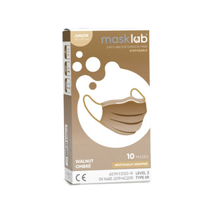 masklab™ Walnut Ombré Junior Size 3-ply Surgical Mask 2.0+ (Box of 10, Individually-wrapped)