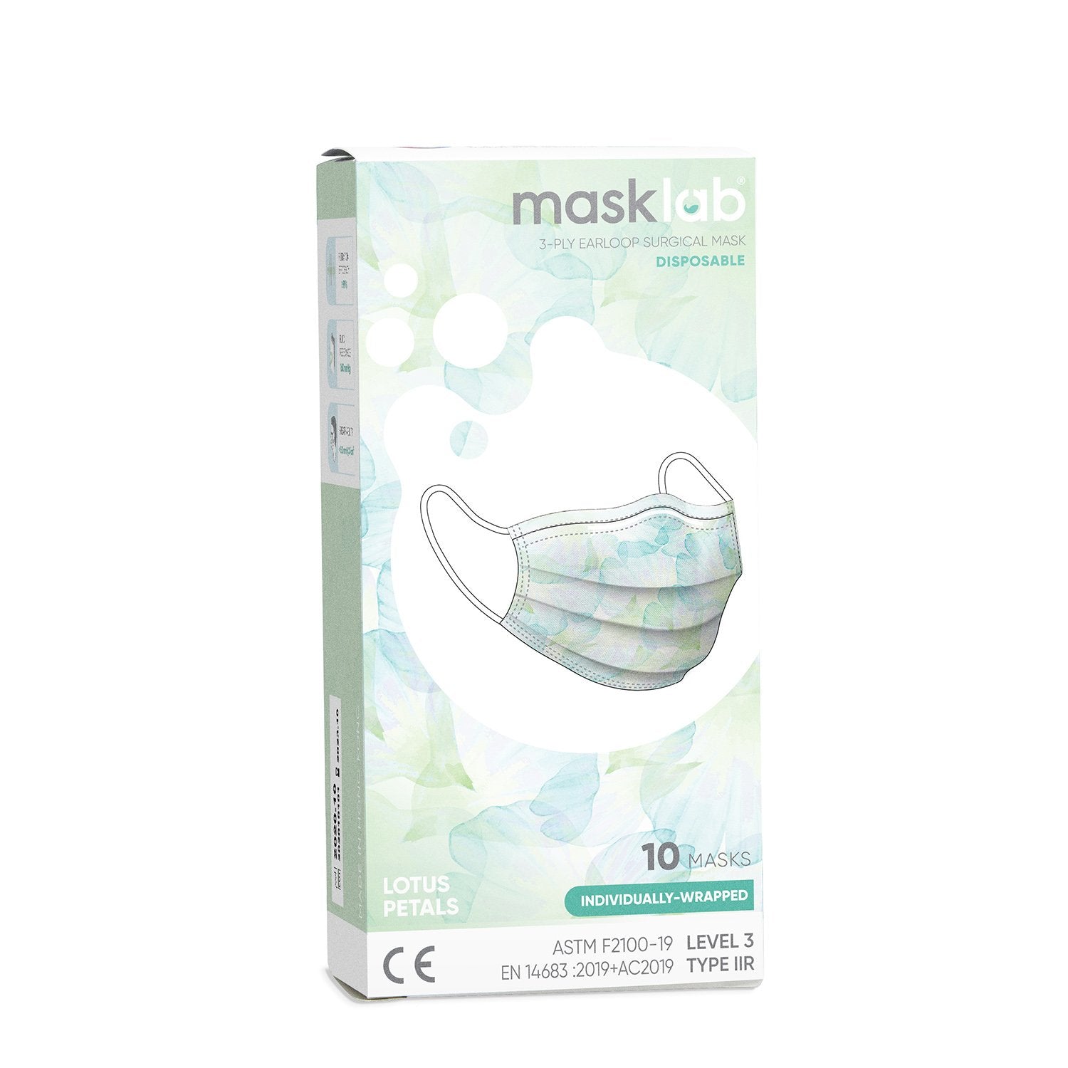 masklab™ Lotus Petals Adult 3-ply Surgical Mask (Box of 10, Individually-wrapped)